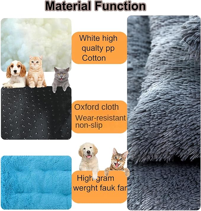 Dog Crate Mat, Dog Bed for Large Dogs, Comfy Fluffy Kennel Pad Anti-Slip for Dog beds & Furniture, Quilted Dog Bed for Pets for Medium/Small Dogs Cats (Color : Blue, Size : 20x14.9)