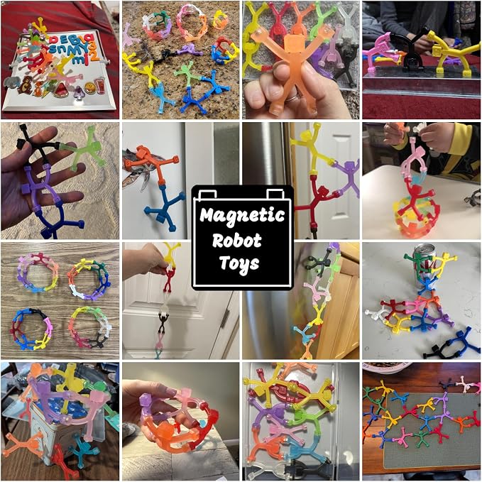 15pcs Magnetic Robote Figures for Kids 3-8 Travel STEM Fidget Toy | Safe ASTM-certified, Quiet Play for Airplane Car Trips Restaurant, Develops Creativity for Classroom Rewards Stocking Stuffer