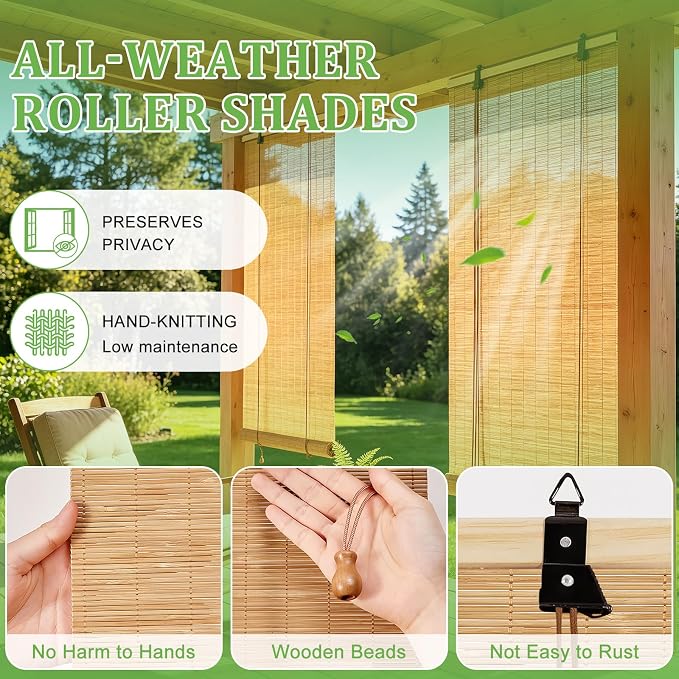 Bamboo Blinds 42x72 inch Bamboo Roman Shades
