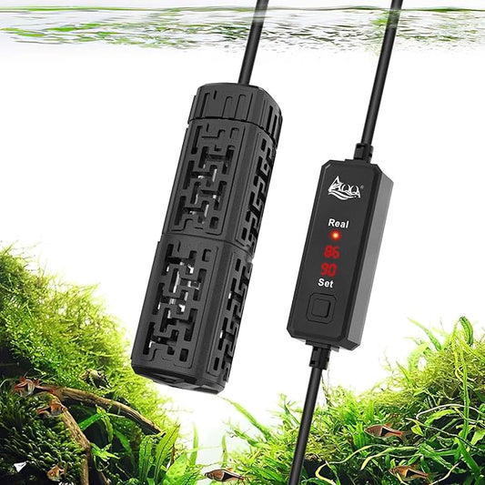 AQQA Fish Tank Heater,Aquarium Heater 50W 150W 250W 400W 500W 800W for 3-220 Gal,Set Temperature 59℉-93℉ Temperature Accuracy,Out of Water or High Temperature Automatic Power Off (50W to 3-10 gal)