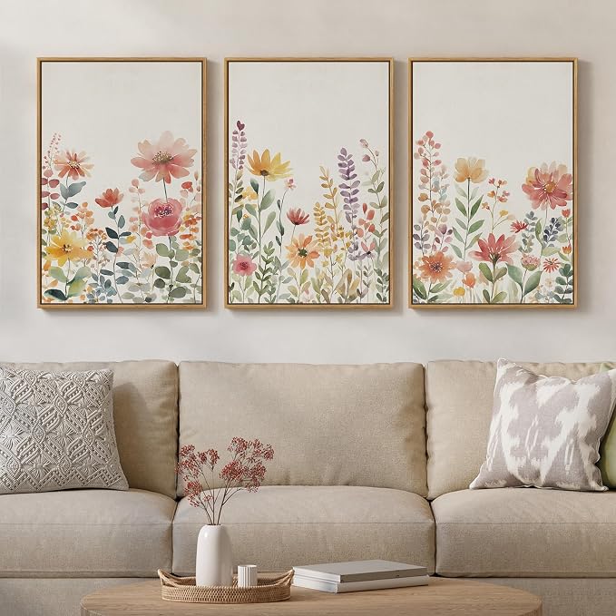 Framed Watercolor Floral Wall Art
