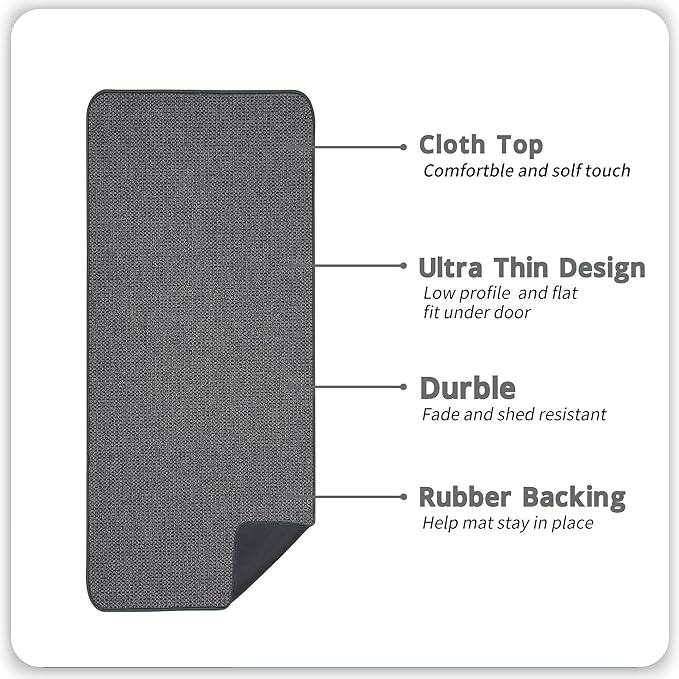 Bath Mat,Ultra Thin Bathroom Runner Rugs,Large Bath Mats for Bathroom,Quick Dry,Non-Slip,Machine Washable,Low Pile,Bath Rug,Shower Outside,Sink,Home Decor Accessories.Dark Grey,2'x5'（24x60inch）