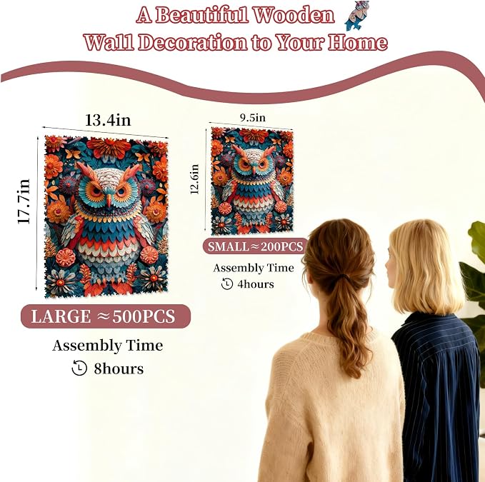 MEATRN Wooden Puzzles for Adults, 515 Pieces Owl Wood Puzzles | Forest Wildlife Animal Theme Jigsaw Puzzles, Relaxing Family Game & Creative Gift, 13.4x17.7in
