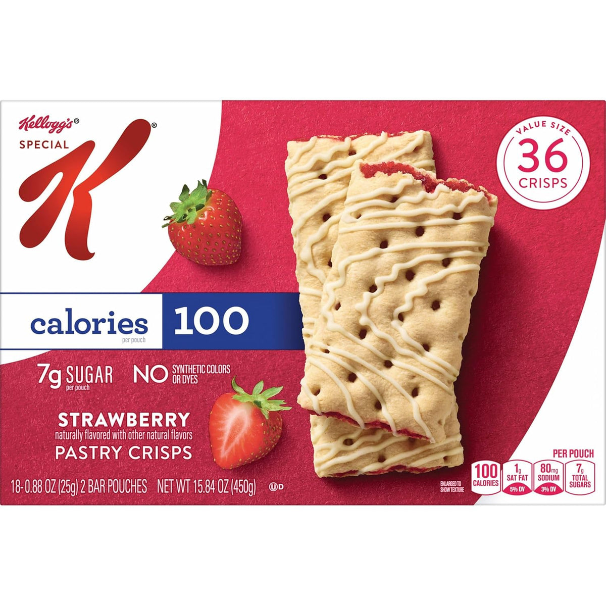 Special K Strawberry Pastry Crisps, 100 Calories, Value Size, 15.84oz Box (36 Crisps)