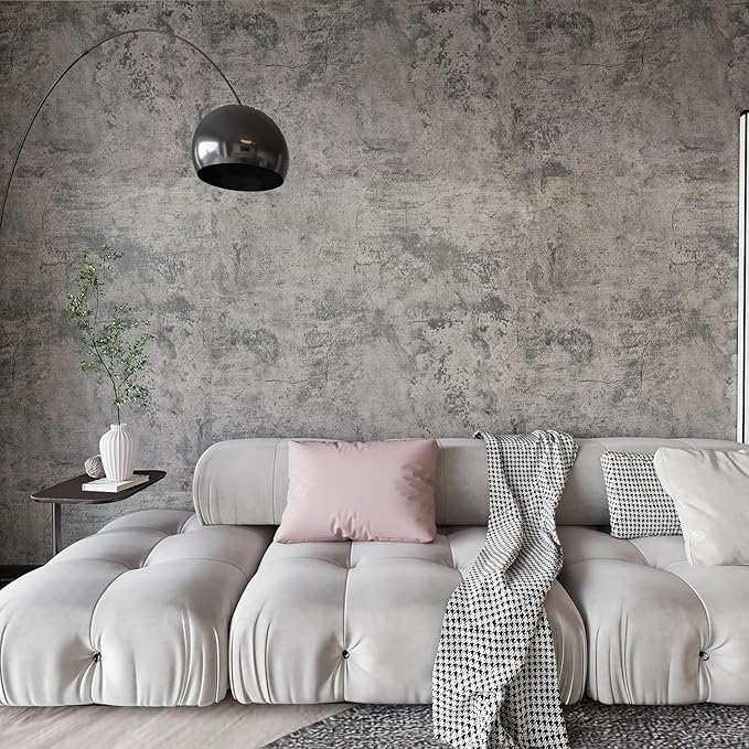 Wall Paper Peel and Stick Modern Grey Concrete Textured Wallpaper Extra Wide