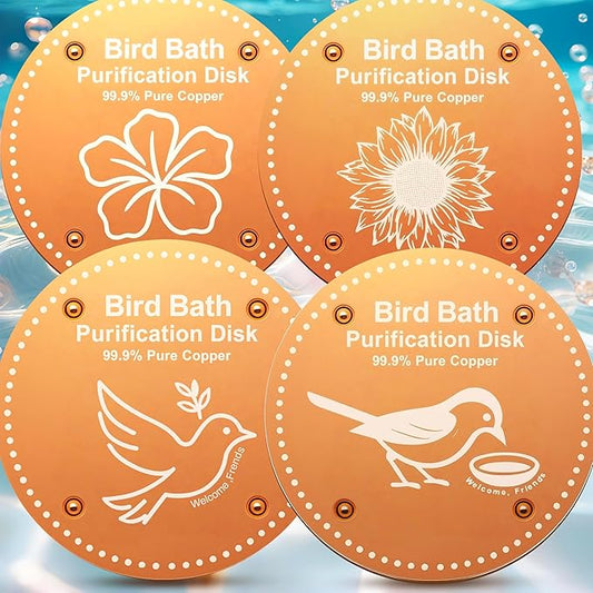 Bird Bath Purification Disk Pure Copper Outside Winter Solar Power Birdbath Hanging Bowl Pedestal Humming Feeder Fountain Cleaner Outside Dispenser Heater Garden Small Large Accessories 4pcs