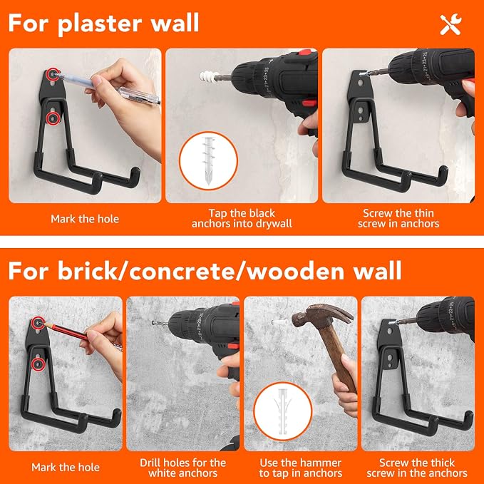 32 Pack Garage Hooks with Anti-Slip Coating Heavy Duty Wall Mount Hooks