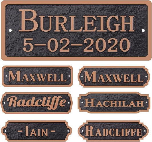 Acrylic Horse Stall Name Plate, 2.4" x 8" Personalized Stall Signs, UV Protected, Custom Pet Name Sign, All Weather Adhesive, Mounting (Antique Copper, Style 7)
