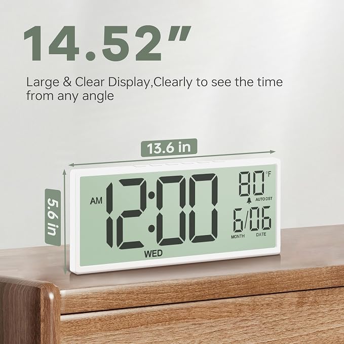 JALL 14.5" Large Digital Wall Clock Battery Operated