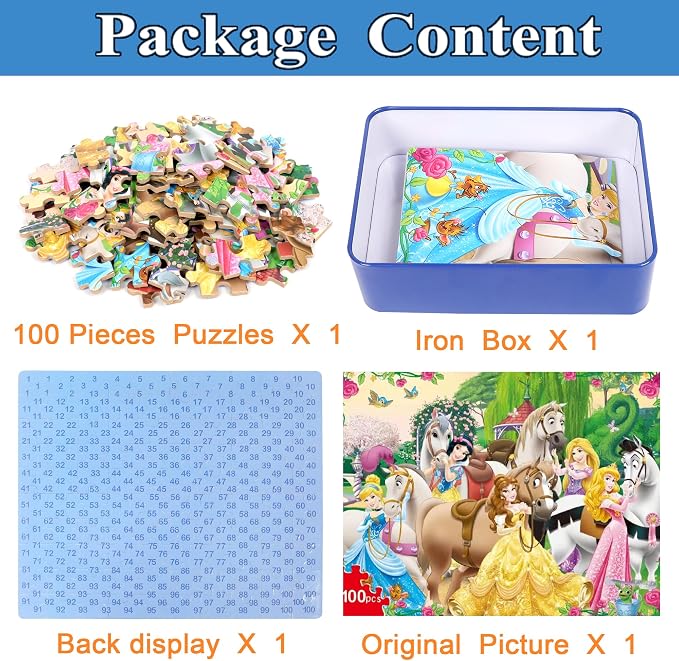 Puzzles for Kids Ages 4-6,100 Piece Puzzles for Kids Ages 6-8 in Metal Box | Educational Learning Jigsaw Puzzles Puzzle Games for Boys and Girls