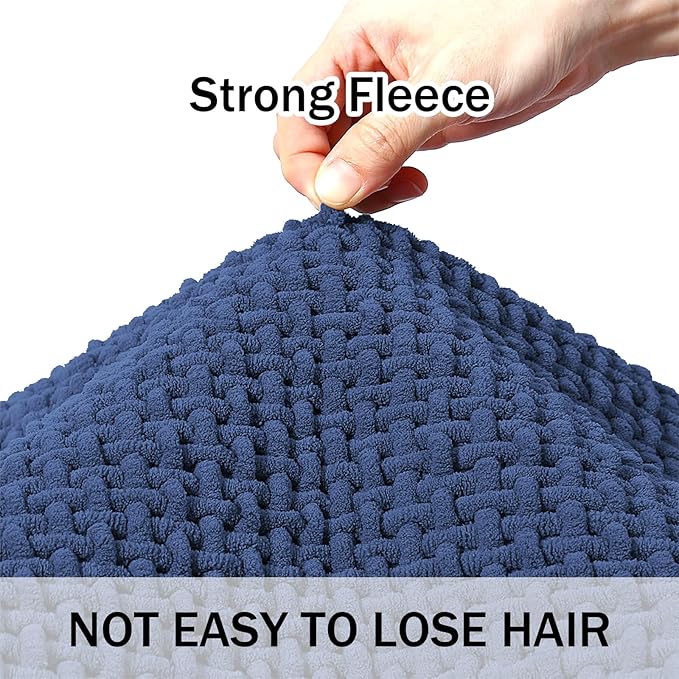 Bathroom Rugs Non Slip Washable, Super Absorbent Thin Bath Mat for Small Quick Dry Low Pile Bathroom Rug, (Navy Blue, 36″x24″)