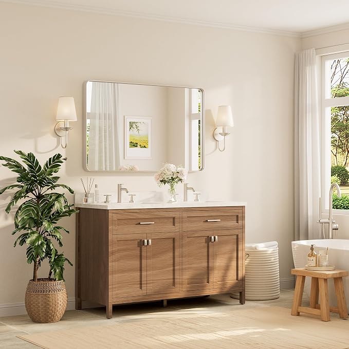 TETOTE Brushed Nickel Bathroom Mirror 48 x 30 Inch
