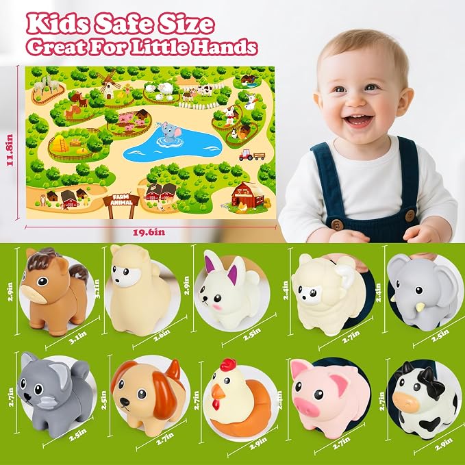 10Pcs Farm Animal Matching Toys, Montessori Fine Motor Sorting Games | Safe and Durable Farm Animals Montessori Sensory Toy – Christmas Birthday Gift for 18M+ Boys & Girls