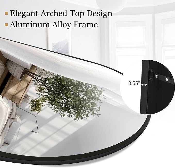 Rowjut Floor Full Length Mirror, Arched Mirrors Full Length 71"x30"