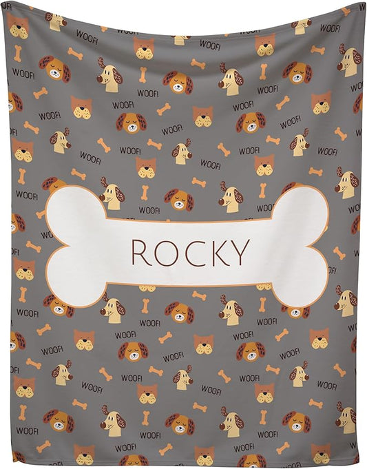 Prints Next Day – Custom 50" x 60" Fleece Pet Lightweight Blanket with Name - Gift for Dog or Cat Owners - Personalized Couch Throw - Puppy Patterned - Printed in America