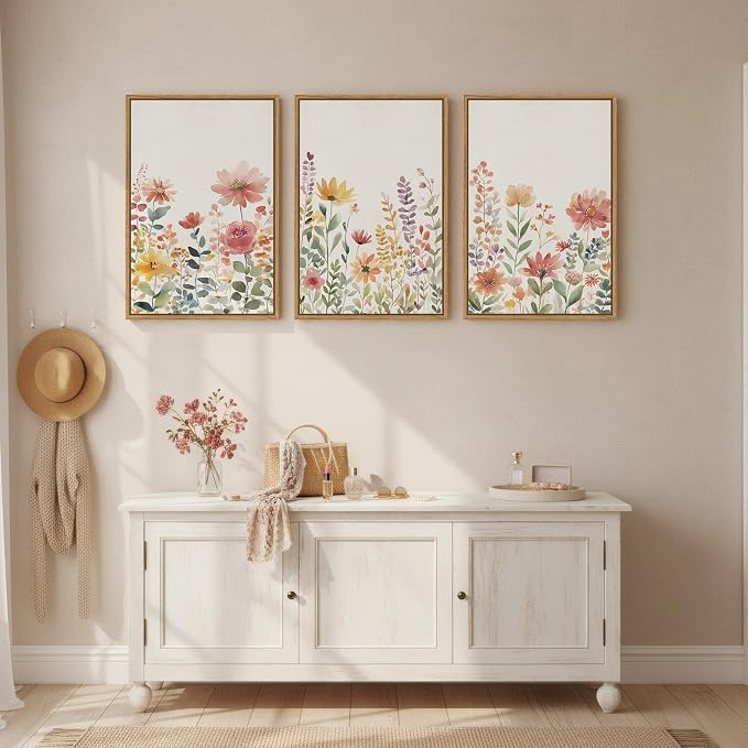 Framed Watercolor Floral Wall Art