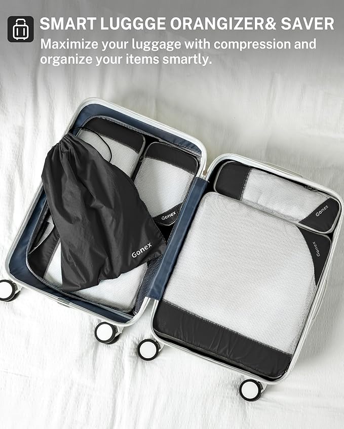Compression Packing Cubes, Gonex Extensible Storage Mesh Bags Organizers