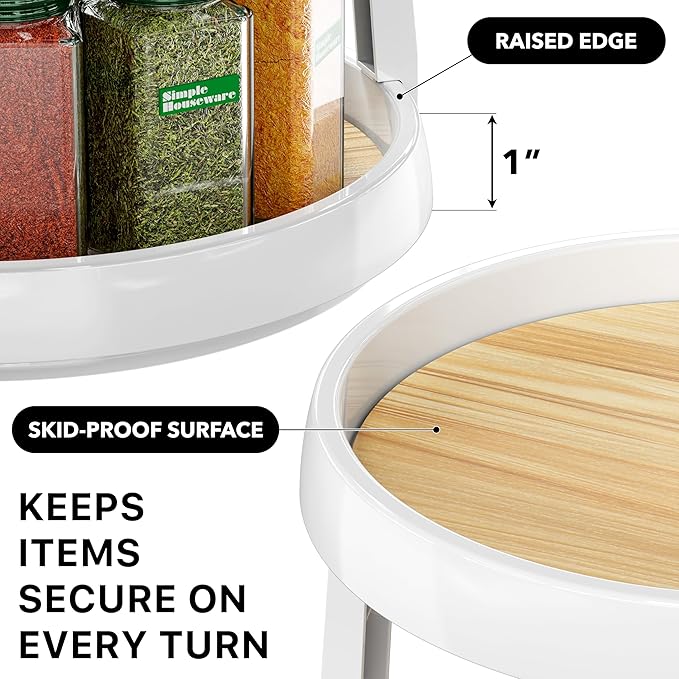 Simple Houseware 2-Tier Lazy Susan Spice Organizer, 10-Inch Diameter, Oak