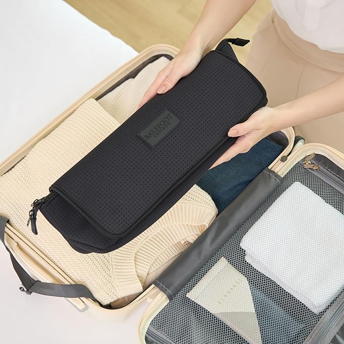 BAREFOOT CARIBOU Hair Tools Travel Bag and Heat Resistant Mat for Flat Irons, Straighteners, Curling Iron, and Haircare Accessories, 2-in-1 design, with Interior Pockets, Portable Organizer