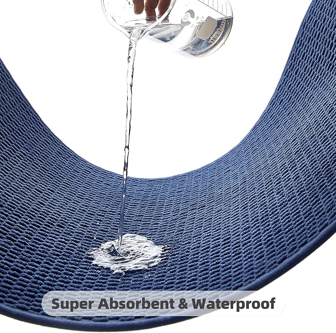 Large Bathroom Rugs Non Slip Washable Bath Rugs Super Absorbent Bathroom Rug Thin Quick Dry Low Pile Bath Mats, Navy Blue 36"x48"
