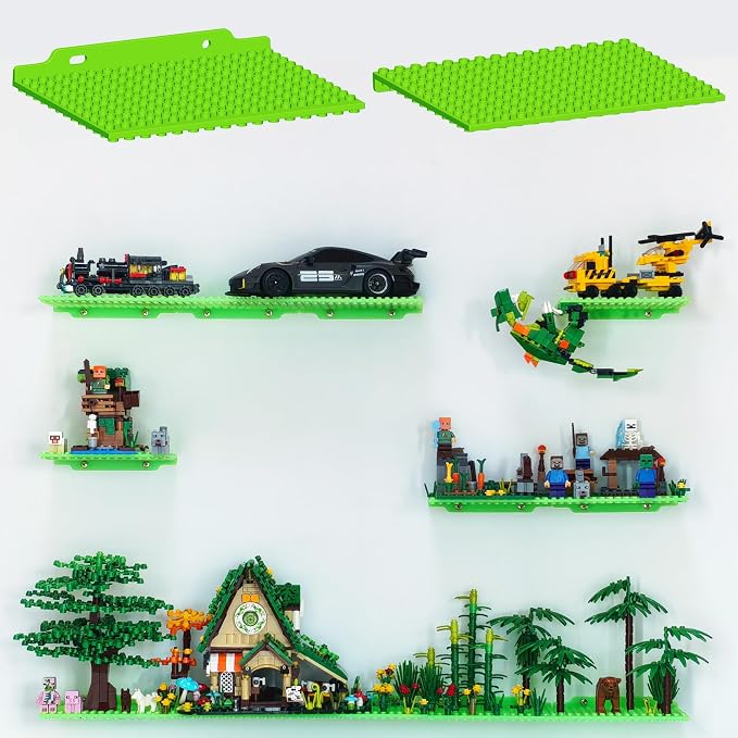 12 Wall Display Shelf for Lego Bricks, 4x5 inch Dual-Sided Floating Shelves