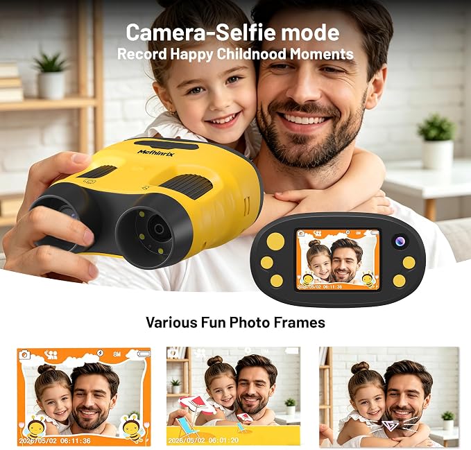 1000X Handheld Microscope for Kids 2.0" Screen 32GB Card Included | Rechargeable 3 in 1 Pocket Digital Kids Microscopes with Camera & Selfie Lens, Edu Science Kits for Kids 4-6 8-12 Yellow