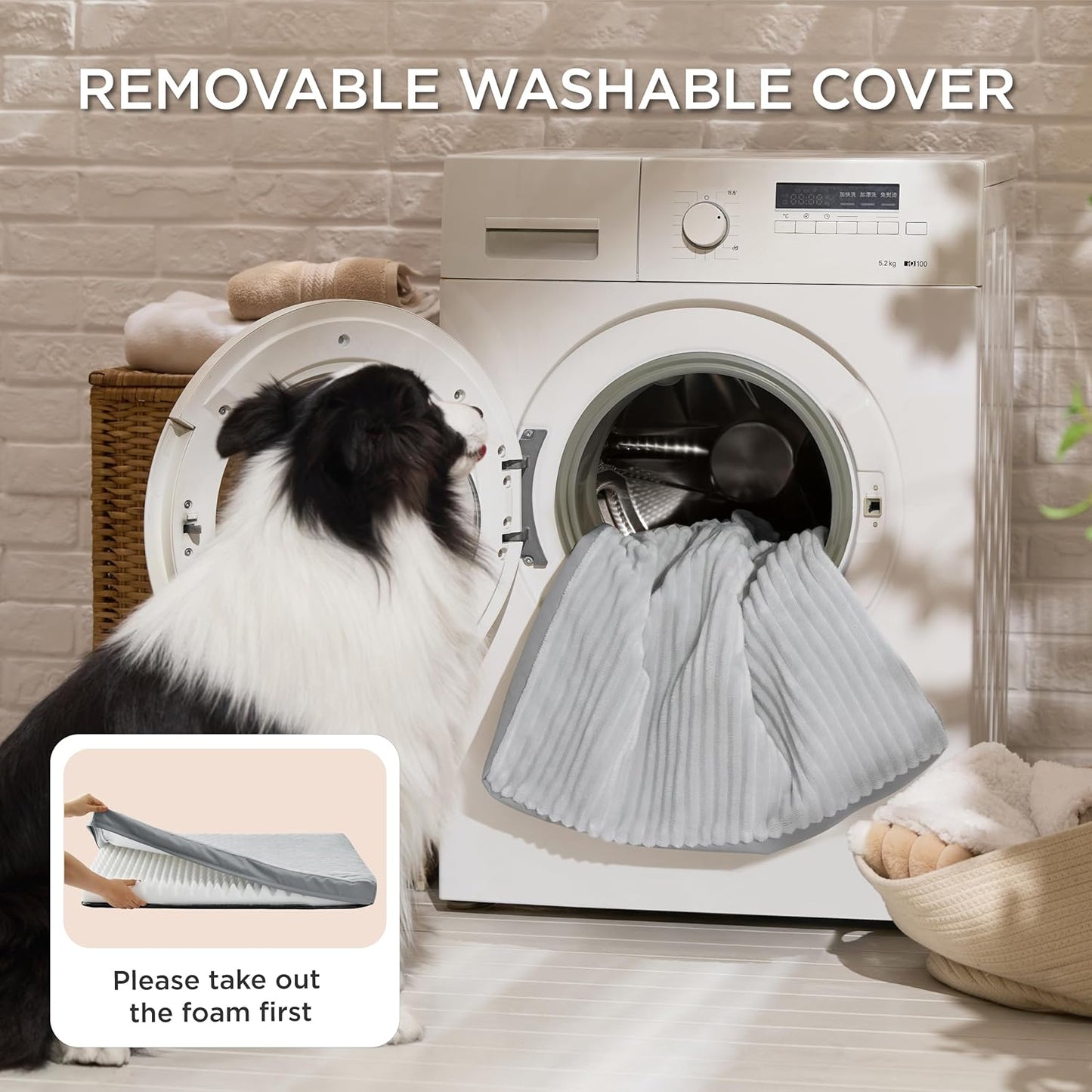 Bedsure Dog Bed Medium Size Dog - Orthopedic Pet Beds with Removable Machine Washable Cover, Egg Crate Foam Puppy Pad, Suitable for Pet Up to 35 lbs, 29"x18"