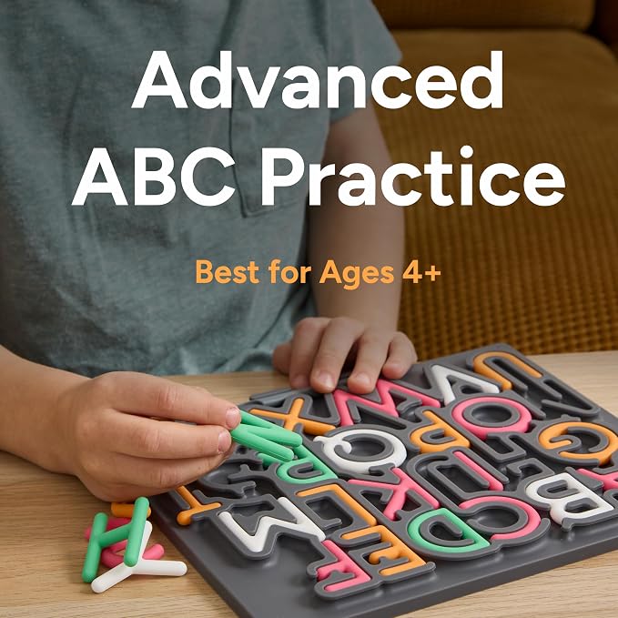 Pushpeel Advanced ABC Tracing Puzzle Board (Best for Ages 4+) – Silicone Learning Toy for Pre-Writing & Fine Motor Skills – Quiet Sensory Travel Activity Toy for Kids – Uppercase Alphabet, Spruce