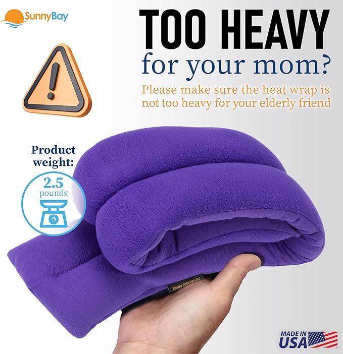SunnyBay Microwave Heating Pad, Microwavable Moist Heated Neck and Shoulder Wrap, Versatile Weighted Beanbag Cold Pack or Warm Compress for Pain Relief, 26x4 Inches, Purple