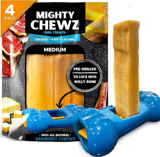 Yak Chew Holder Pack, Medium (4 Pieces) - Includes Yak Cheese Holder for Safe, Secure and Smarter Chewing. Also a Bully Stick Holder Too!