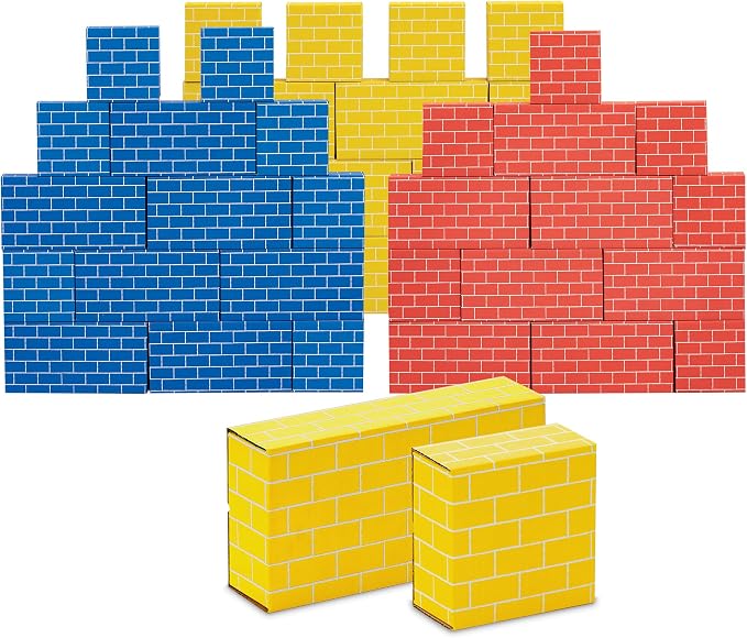 Bankers Box at Play Heavy Duty Jumbo Cardboard Building Blocks, 40 Pack, Large and Medium Toy Blocks for Kids and