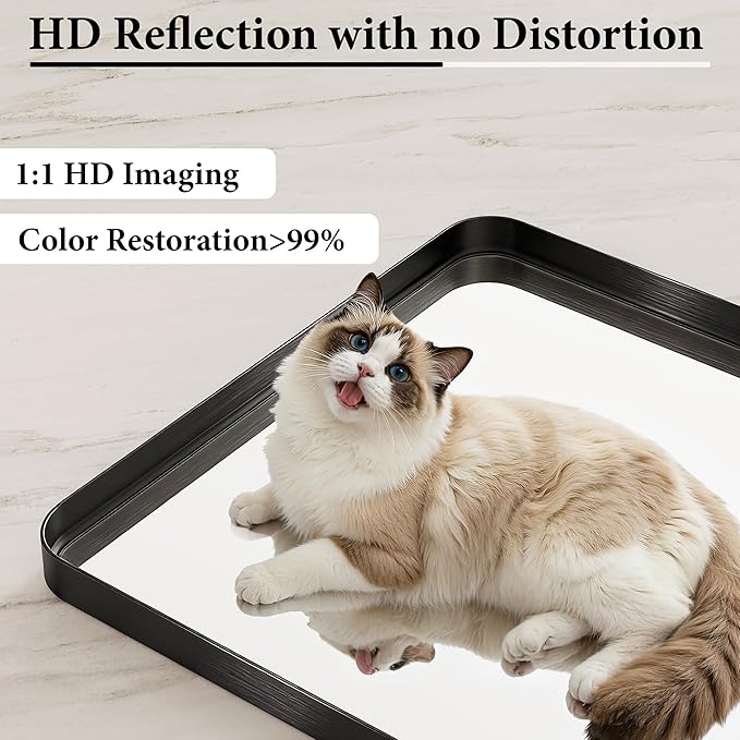32x40 Inch Metal Black Framed Bathroom Mirror