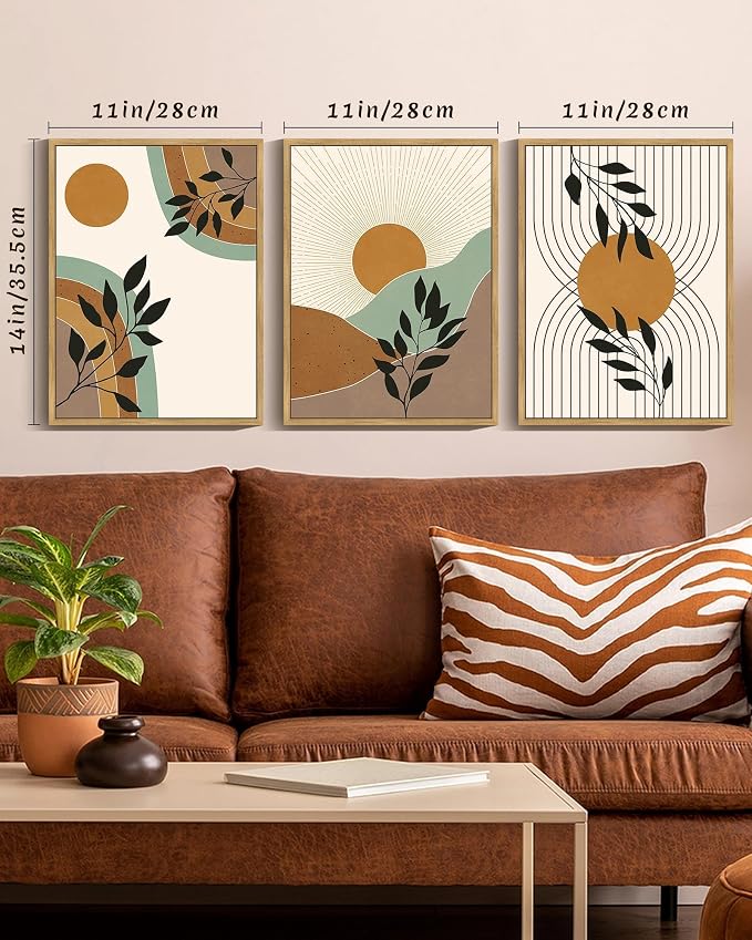 PHOPAGO Boho Wall Art Sage Plant Botanical Framed Wall Printing 11x14in