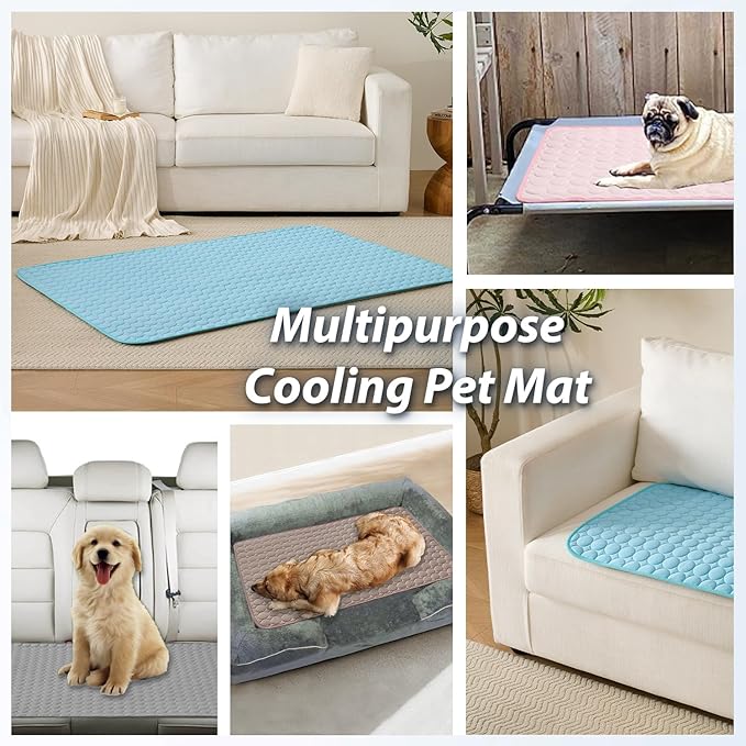 MICROCOSMOS Summer Cooling Mat & Sleeping Pad- Water Absorption Top, Materials Safe, Easy Carry, EZ Clean. Keep Cooling for Pets, Kids and Adults.(Grey, 59" x 40")