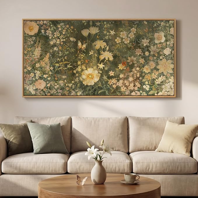Large Framed Vintage Botanical Wall Art