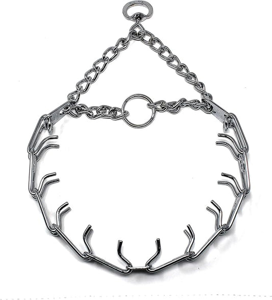 Herm Sprenger Prong Dog Training Collar, 22in x 3.0mm (Neck Size up to 18in) Medium, Ultra-Plus Chrome Plated Steel Pet Pinch Anti Pull Collar for Dogs Made in Germany