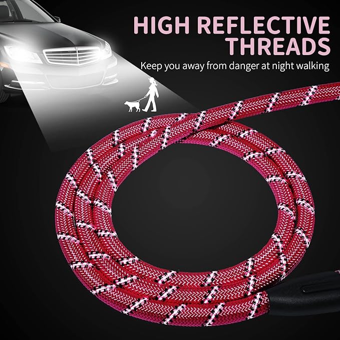 Long Dog Leash for Training 15Ft-Reflective Nylon Rope with Swivel Hook-Recall Agility Lead for Large Small Medium Dogs Outside Walking Hiking-Pink