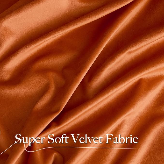NICETOWN Orange Velvet Curtains 90 inch Long