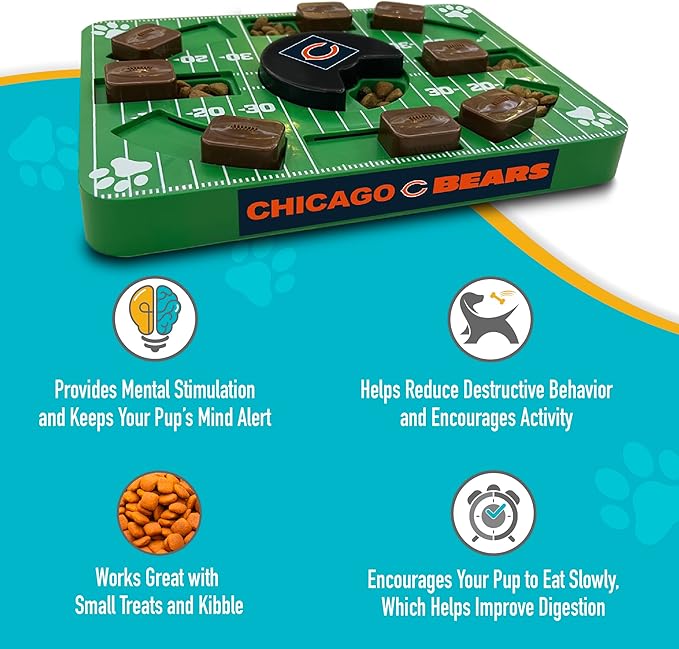 Pets First NFL Chicago Bears Puzzle Toy, Puzzle Treat Dog Toy, Interactive Dog Treat Toy, Dog Puzzle