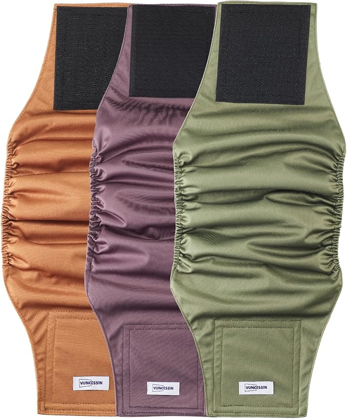 Washable Dog Diapers Male Reusable, Premium Belly Bands for Male Dogs Small, Pack of 3, High Absorbing Small Male Dog Pee Wraps for Doggie in Incontinence or Excitable Urination and Training(S)