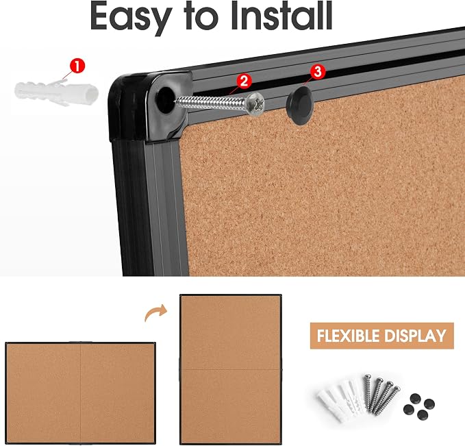 Extra Large Cork Bulletin Board 60" X 36", Foldable Notice Pin Board