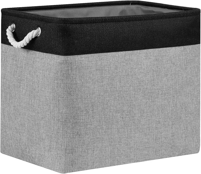 Bidtakay Storage Baskets Extra Large Baskets for Organizing Grey Rectangle Laundry Basket Linen Fabric Bins Set of 2 Clothes Baskets for Closet Shelves Hallway Bedroom Toy Organizer 17x12x15 In