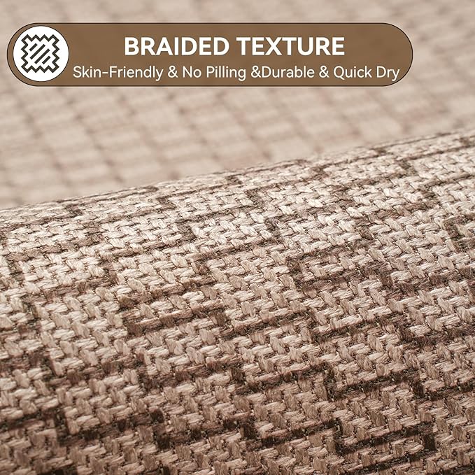 Bathroom Rugs Mat 16x24, Ultra Thin Quick Dry Absorbent Non Slip Bath Mat, Bath Mats for Bathroom Mat Carpet Fit Under Door, Woven Washable Floor Rubber Half Round Bath Rugs, Brown