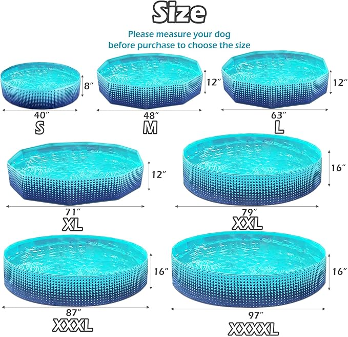 Jasonwell Foldable Dog Kiddie Pool - Hard Plastic Kids Paddling Pool Toddler Baby Swimming Pools for Backyard Collapsible Whelping Box Pet Doggie Cats Wading Pools Bathtub for Puppy Large Dogs 71In