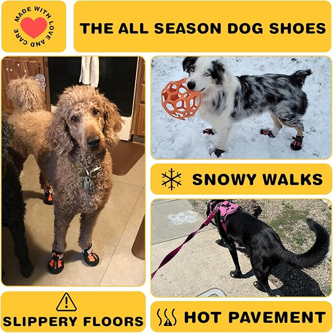 Hcpet Dog Shoes, Dog Boots for Large Dogs, Breathable Dog Booties Paw Protector for Summer Hot Pavement, Winter Snowy Day, Outdoor Walking, Indoor Hardfloors Anti Slip Sole Blue Size 6