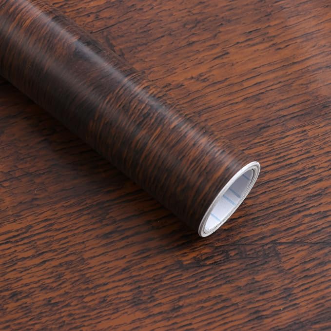 Dimoon 78.7"x17.7"Peel and Stick Wood Wallpaper Red Brown Wood Paper Red Dark