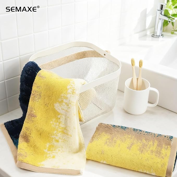 SEMAXE Hand Towels for Bathroom, 100% Cotton Towels with Hanging Loops, Soft and Absorbent, 4 Pack Hand Towel Set for Gym, Shower, Hotel, Spa and Kitchen, Colorful Towel - Beach Collection