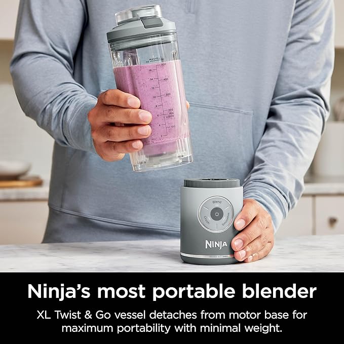 Ninja BC251SL Blast Max Personal Cordless Blender for Smoothies, Blend, Ice Crush, 22 oz. Twist & Go Vessel, Silver - Certified Refurbished