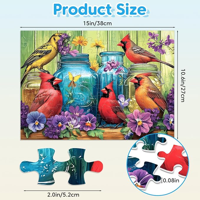 4-Pack 100 Piece Puzzles for Kids Ages 4-6 6-8 Popsicles Birds Dolphin Cat Large Puzzles for Kids 8-10 Years Old 100 Piece Jigsaw Puzzles for Seniors Adults Toddler Children Learning Educational Toys