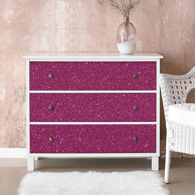 CRE8TIVE Deep Pink Glitter Wallpaper Border 8"x354" Shiny Glitter Wallpaper